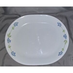 Corelle Vitrelle Serving Platter White Blue Flowers Oval 12"x10" Made In USA